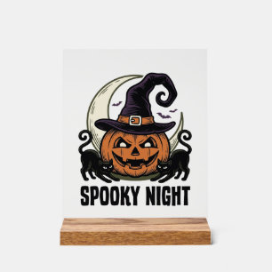 Halloween Pumpkin Cat Witch Hat Vintage Shirt_1 Acrylic Sign