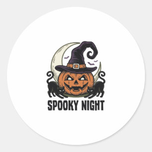 Halloween Pumpkin Cat Witch Hat Vintage Shirt_1 Classic Round Sticker
