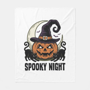 Halloween Pumpkin Cat Witch Hat Vintage Shirt_1 Fleece Blanket