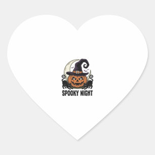 Halloween Pumpkin Cat Witch Hat Vintage Shirt_1 Heart Sticker