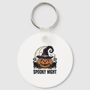 Halloween Pumpkin Cat Witch Hat Vintage Shirt_1 Key Ring