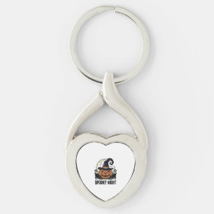 Halloween Pumpkin Cat Witch Hat Vintage Shirt_1 Key Ring