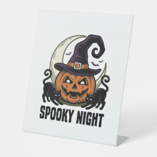 Halloween Pumpkin Cat Witch Hat Vintage Shirt_1 Pedestal Sign