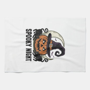Halloween Pumpkin Cat Witch Hat Vintage Shirt_1 Tea Towel