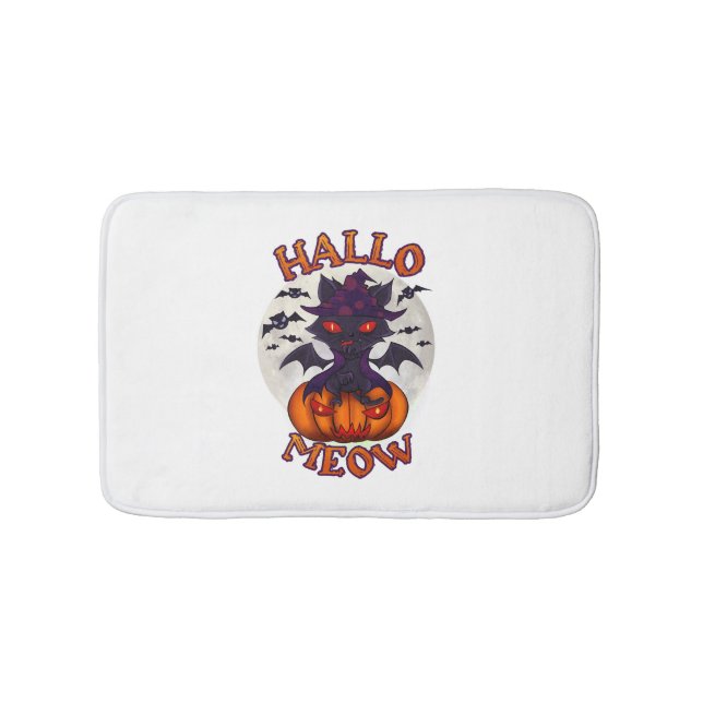 Halloween Pumpkin Catoween Bath Mat (Front)