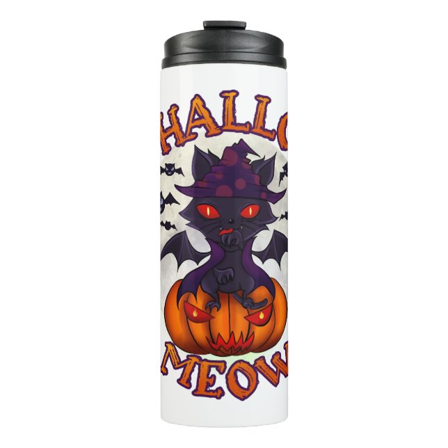 Halloween Pumpkin Catoween Thermal Tumbler (Front)