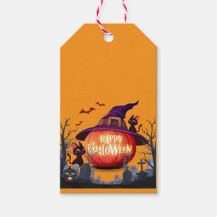Halloween Pumpkin, Cats & Witch Ha Gift Tags