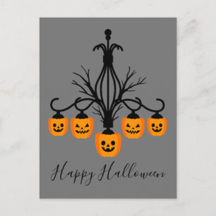 Halloween pumpkin chandelier postcard