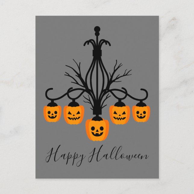 Halloween pumpkin chandelier postcard (Front)