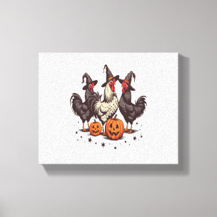 Halloween Pumpkin Chicken Witch Fall Canvas Print