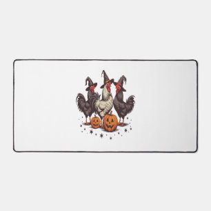 Halloween Pumpkin Chicken Witch Fall Desk Mat
