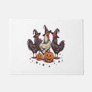 Halloween Pumpkin Chicken Witch Fall Doormat