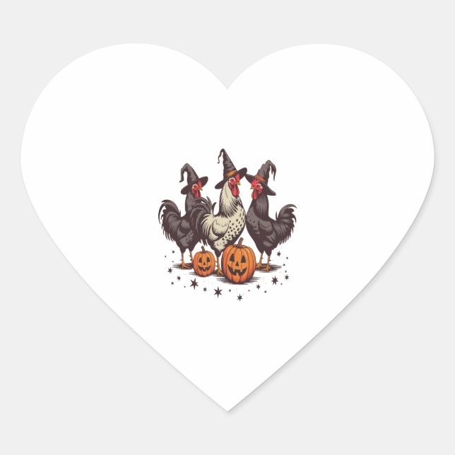 Halloween Pumpkin Chicken Witch Fall Heart Sticker (Front)