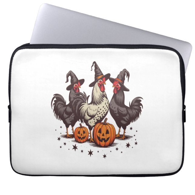 Halloween Pumpkin Chicken Witch Fall Laptop Sleeve (Front)