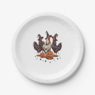 Halloween Pumpkin Chicken Witch Fall Paper Plate