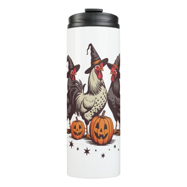 Halloween Pumpkin Chicken Witch Fall Thermal Tumbler (Front)