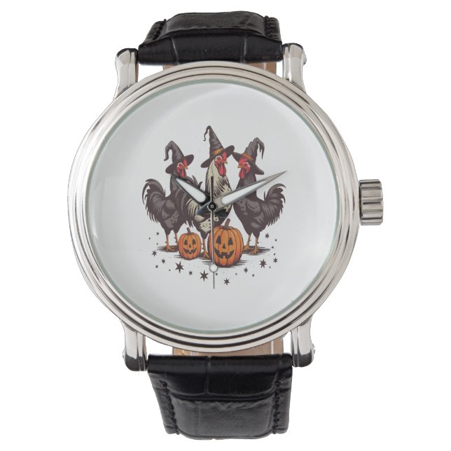 Halloween Pumpkin Chicken Witch Fall Watch (Front)