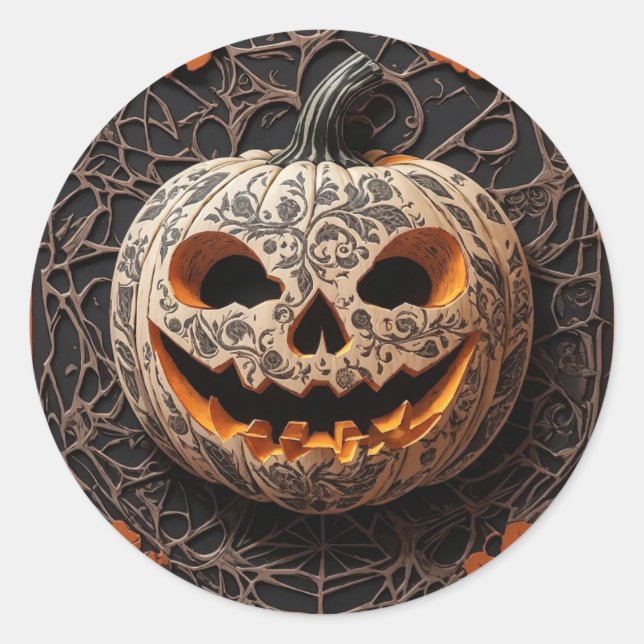 Halloween pumpkin  classic round sticker (Front)