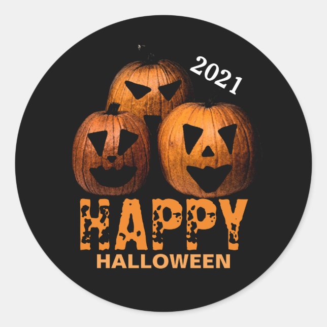 Halloween Pumpkin Classic Round Sticker (Front)