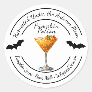 Halloween Pumpkin Cocktail Spooky Fall Drink Classic Round Sticker