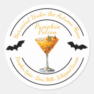 Halloween Pumpkin Cocktail Spooky Fall Drink Classic Round Sticker