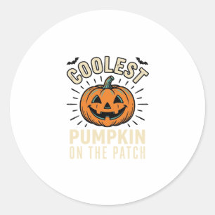 Halloween Pumpkin Coolest On The Patch Vintage_1 Classic Round Sticker