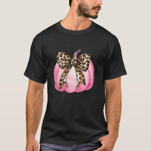 Halloween Pumpkin Coquette Leopard Bow Cute Fall P T-Shirt
