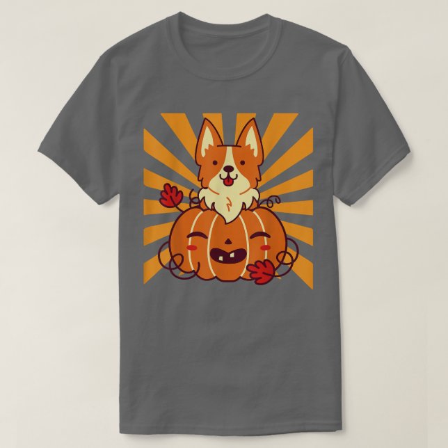Halloween Pumpkin Corgi  T-Shirt (Design Front)
