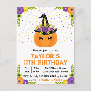 Halloween Pumpkin Costume Birthday Party White Pos Postcard