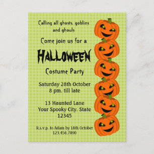 Halloween Pumpkin Costume Party Invitation Postcard