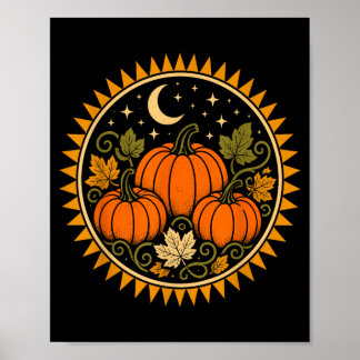 Halloween pumpkin cottagecore retro vintage poster