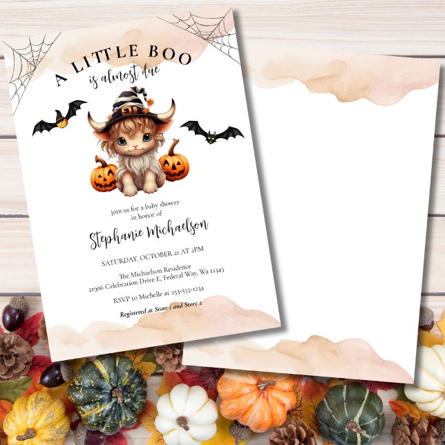 Halloween Pumpkin Cow Little Boo Baby Shower Invitation (Halloween Pumpkin Cow Little Boo Baby Shower Invitation)