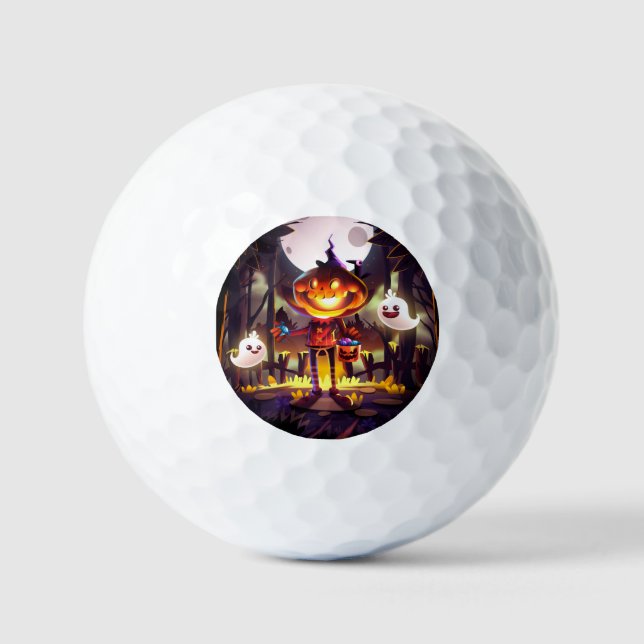 Halloween Pumpkin Cute Ghosts Moon Scary Forest Golf Balls (Front)