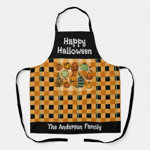Halloween pumpkin cute gingham apron