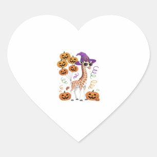 Halloween Pumpkin Cute Giraffe Zoo Animal Essentia Heart Sticker