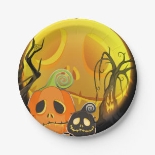 Halloween Pumpkin Cute Whimsical Party Paper Plate