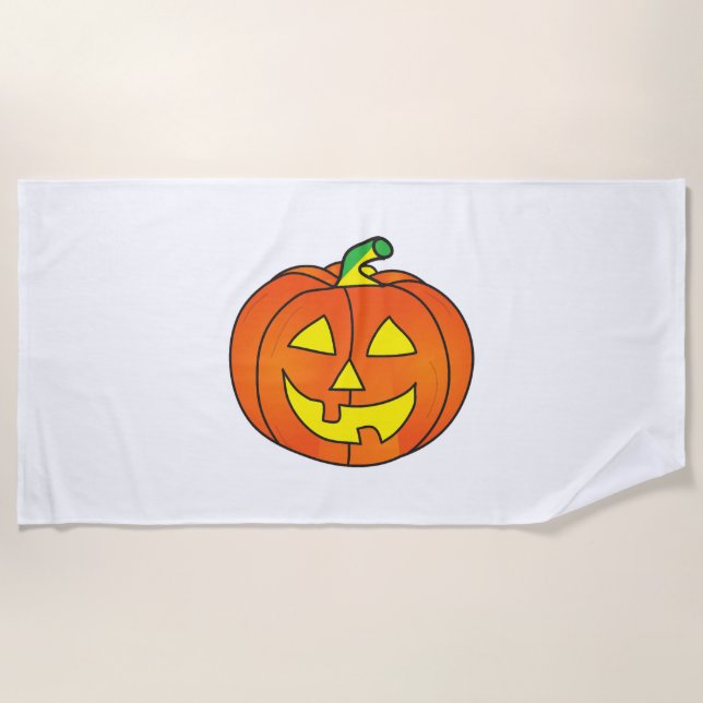 Halloween Pumpkin Cute Witch Chicken Beach Towel (Front)