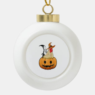 Halloween Pumpkin Cute Witch Chicken Ceramic Ball Christmas Ornament