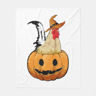 Halloween Pumpkin Cute Witch Chicken Fleece Blanket
