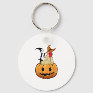 Halloween Pumpkin Cute Witch Chicken Key Ring
