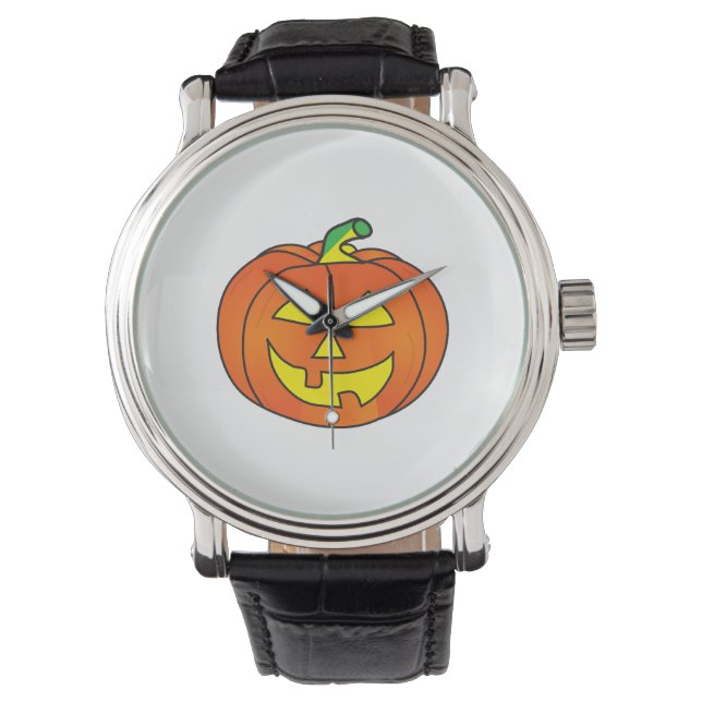 Halloween Pumpkin Cute Witch Chicken Watch (Front)