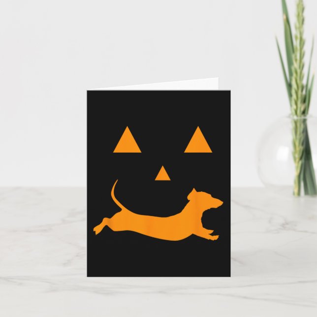 Halloween Pumpkin Dachshund Jack-o-lantern  Costum Card (Front)