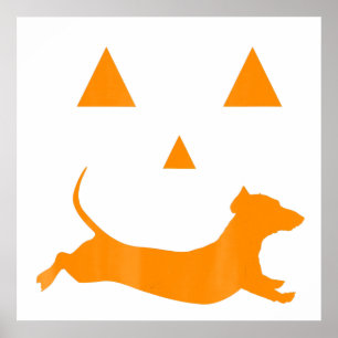 Halloween Pumpkin Dachshund Jack-O-Lantern Costum Poster