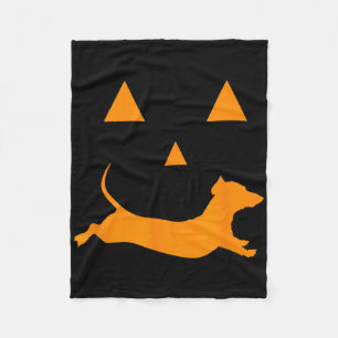 Halloween Pumpkin Dachshund Jack-o-lantern Costume Fleece Blanket