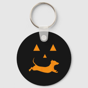 Halloween Pumpkin Dachshund Jack-o-lantern Costume Key Ring