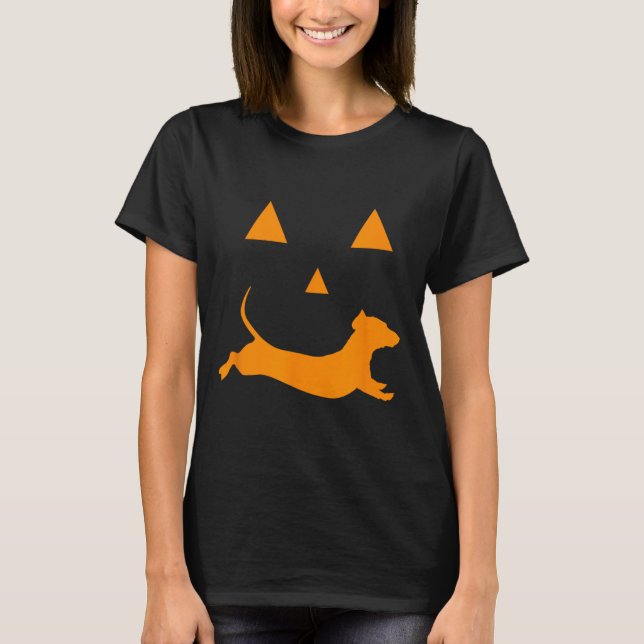 Halloween Pumpkin Dachshund Jack-o-lantern Costume T-Shirt (Front)