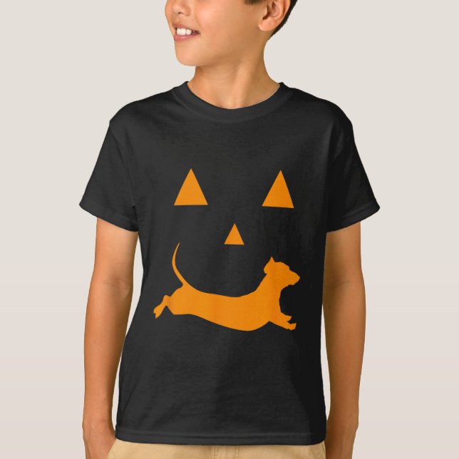 Halloween Pumpkin Dachshund Jack-o-lantern Costume T-Shirt (Front)