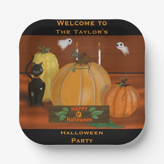 Halloween Pumpkin Decor Party Plates (Front)