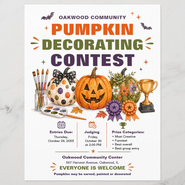 Halloween Pumpkin Decorating Contest Flyer (Front)