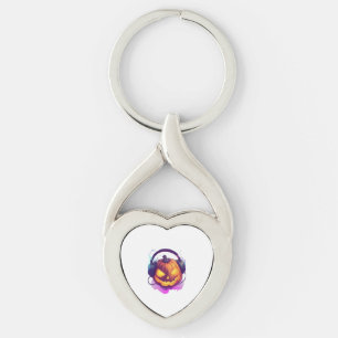 Halloween Pumpkin DJ Party Key Ring